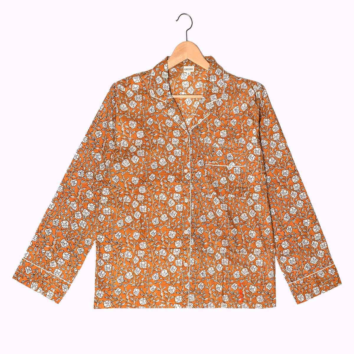 handbedruckter Baumwoll Pyjama "Marigold Bloom"