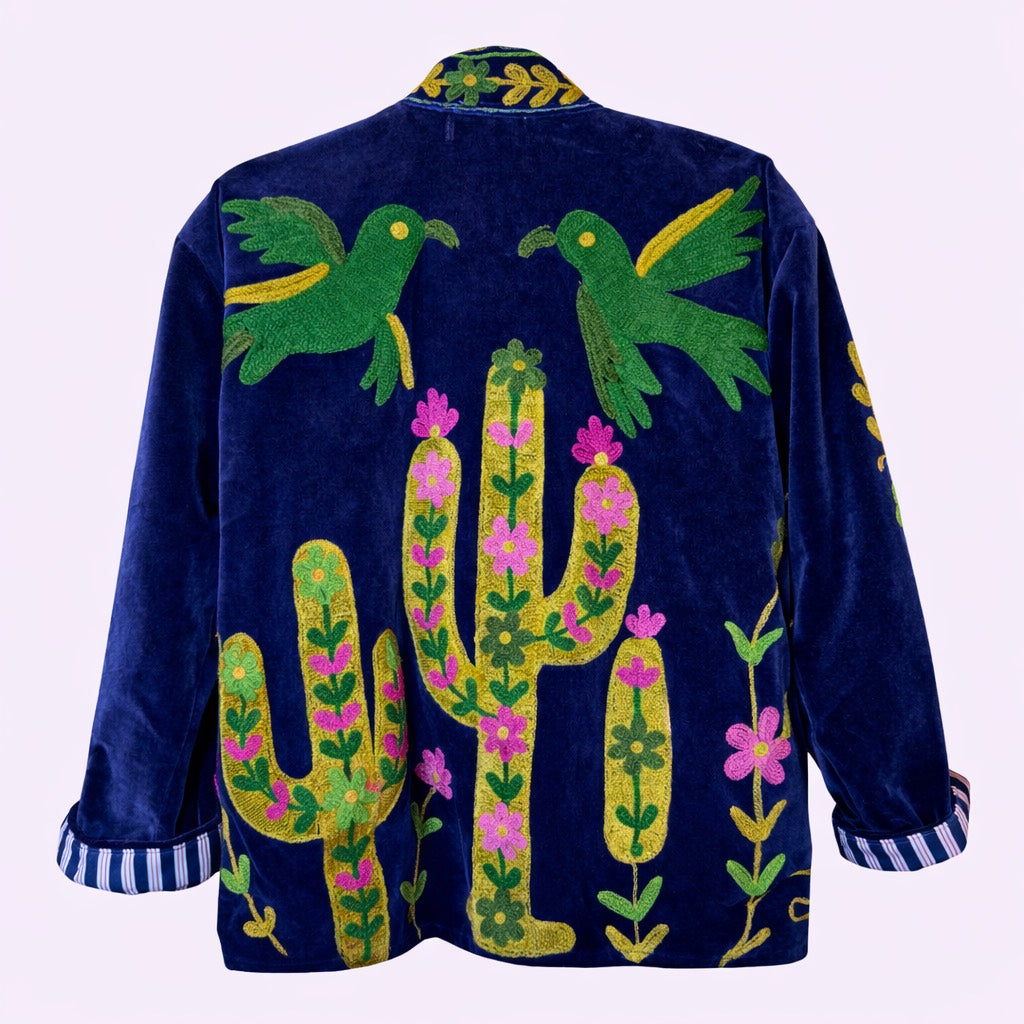 Velvet Jacke "my mexican escape" darkblue