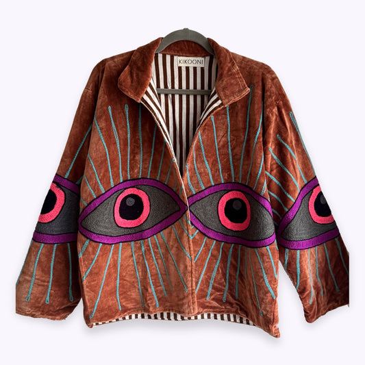 handgefertigte Velvet Jacke "My 3. Eye"  - CINNAMON VIBES