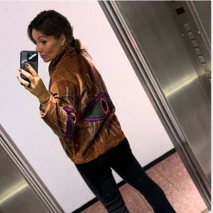 handgefertigte Velvet Jacke "My 3. Eye"  - CINNAMON VIBES