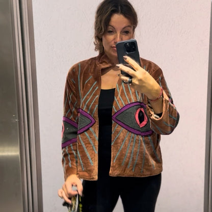 handgefertigte Velvet Jacke "My 3. Eye"  - CINNAMON VIBES