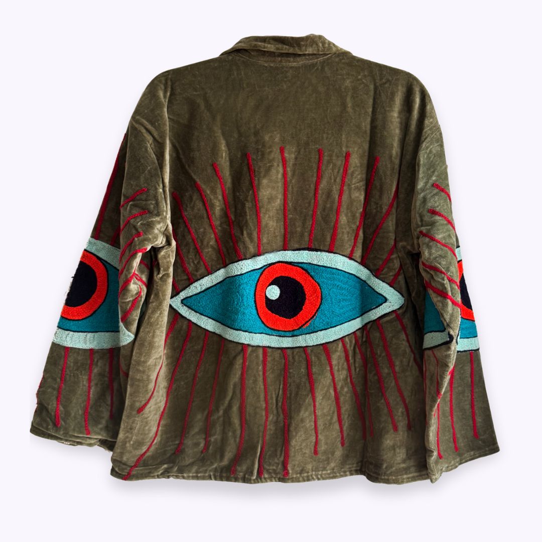 handcrafted velvet jacket "My 3. Eye" - in the Woods