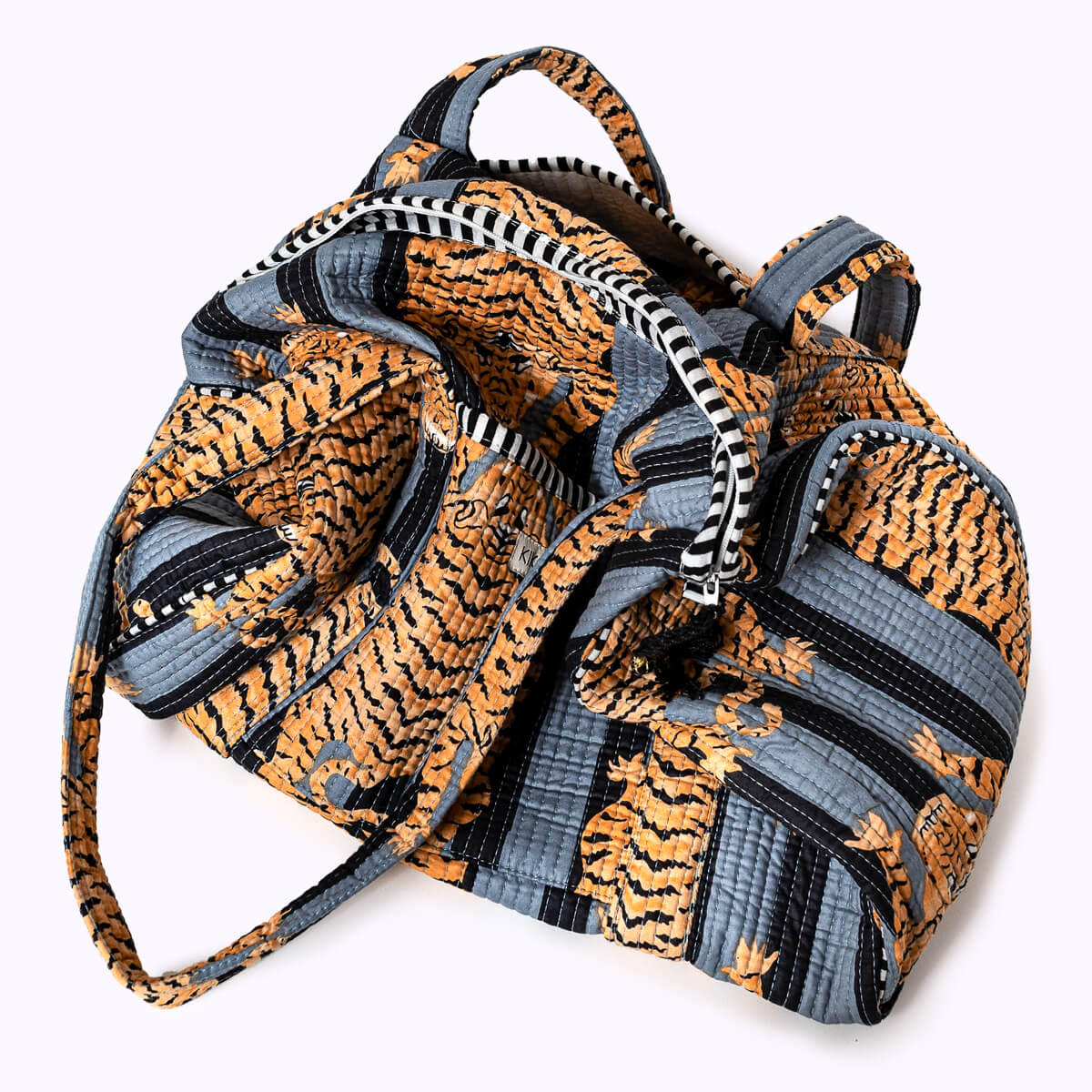 Handgemachte Baumwolltasche  "Poppy Tiger Black"