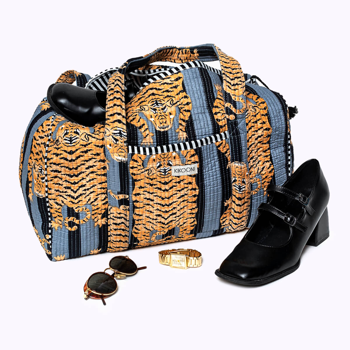 Handgemachte Baumwolltasche  "Poppy Tiger Black"