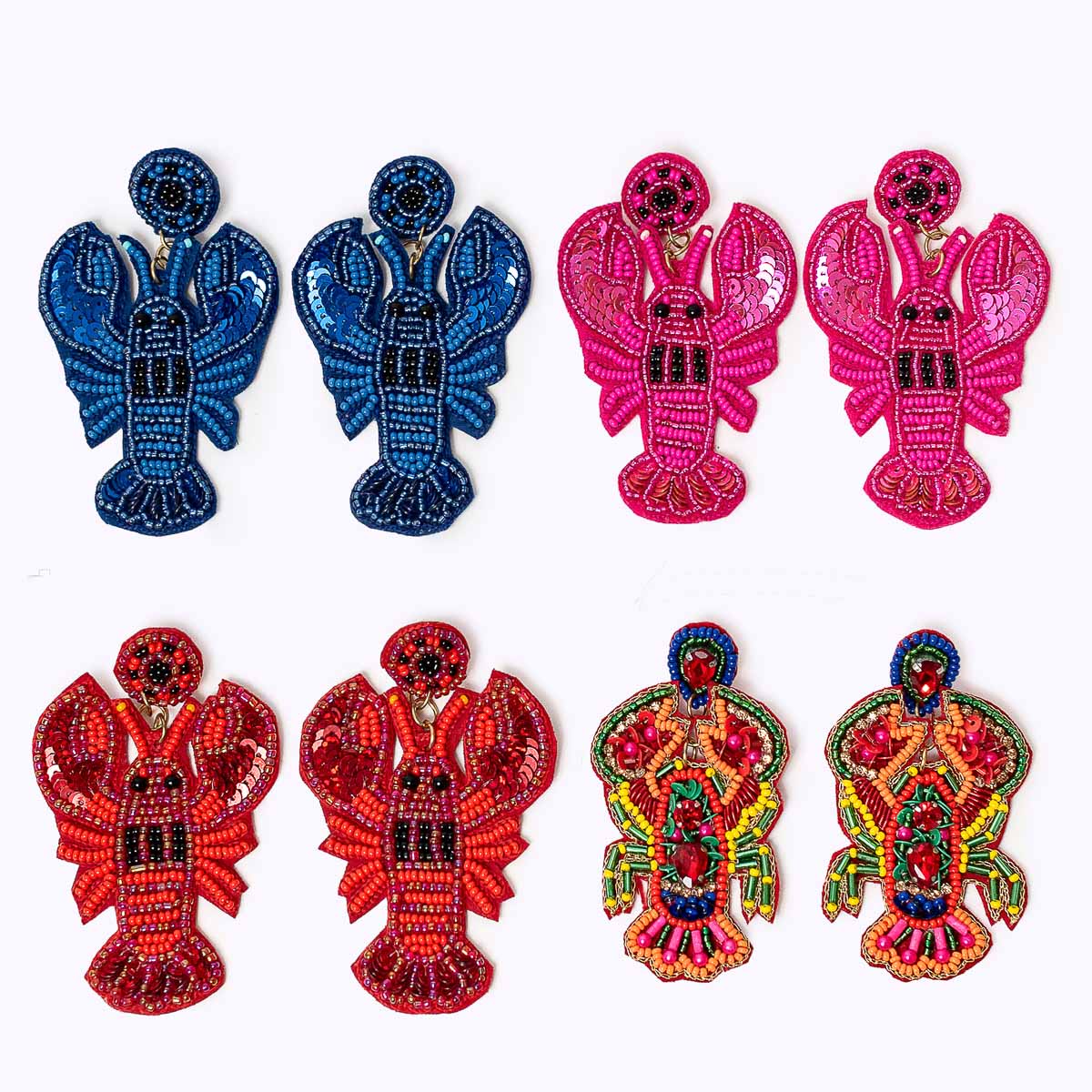 Beaded earrings "Lobster Love Pink"