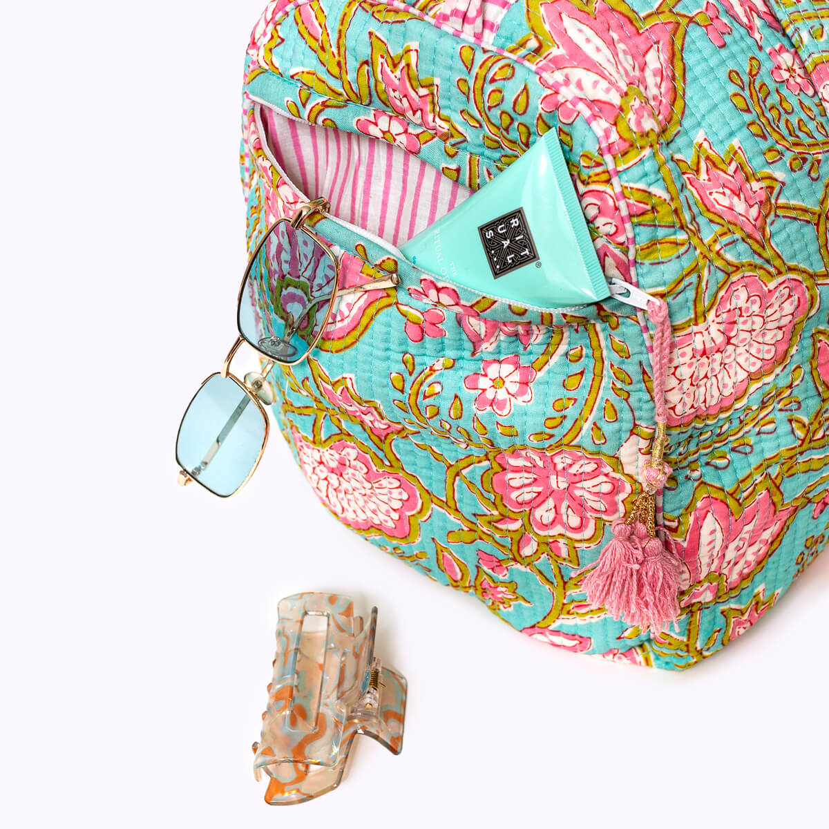 Handgemachte Baumwolltasche  "Pink Lotus"