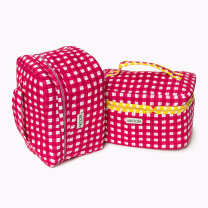 Große Kosmetiktasche  BIG BEAUTY "CHECKS" pink