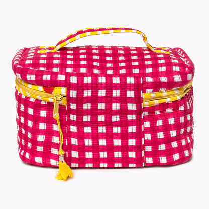 Große Kosmetiktasche  BIG BEAUTY "CHECKS" pink
