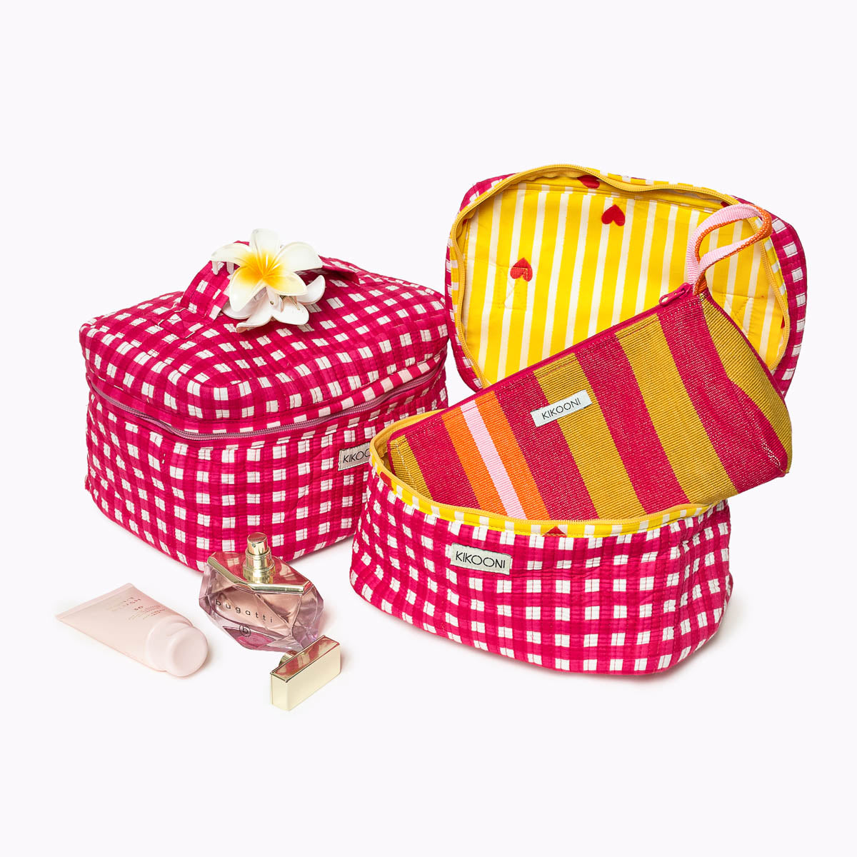 Große Kosmetiktasche  BIG BEAUTY "CHECKS" pink