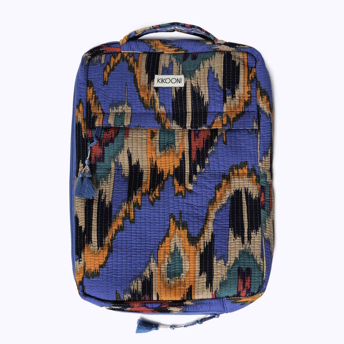 14 Zoll Handgemachte Laptoptasche "Blue Ikat" Small