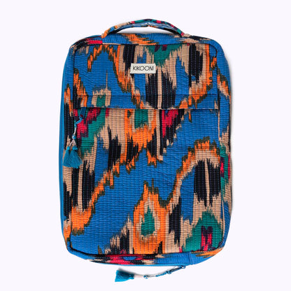 14 Zoll Handgemachte Laptoptasche "Blue Ikat" Small