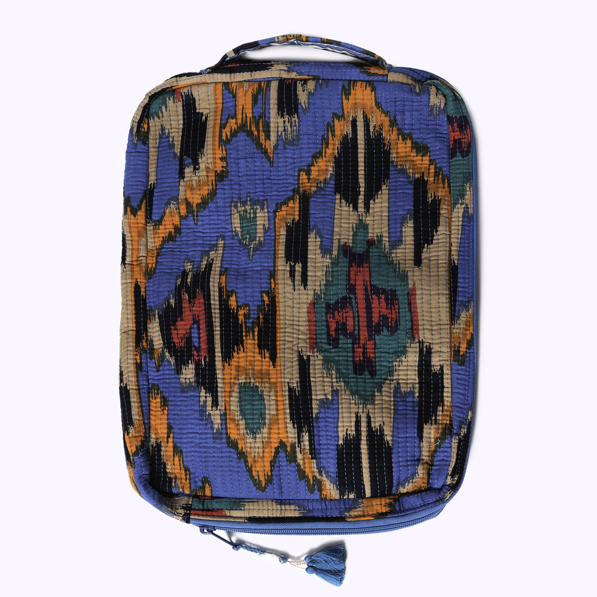 14 Zoll Handgemachte Laptoptasche "Blue Ikat" Small