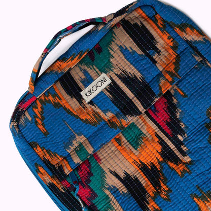 14 Zoll Handgemachte Laptoptasche "Blue Ikat" Small