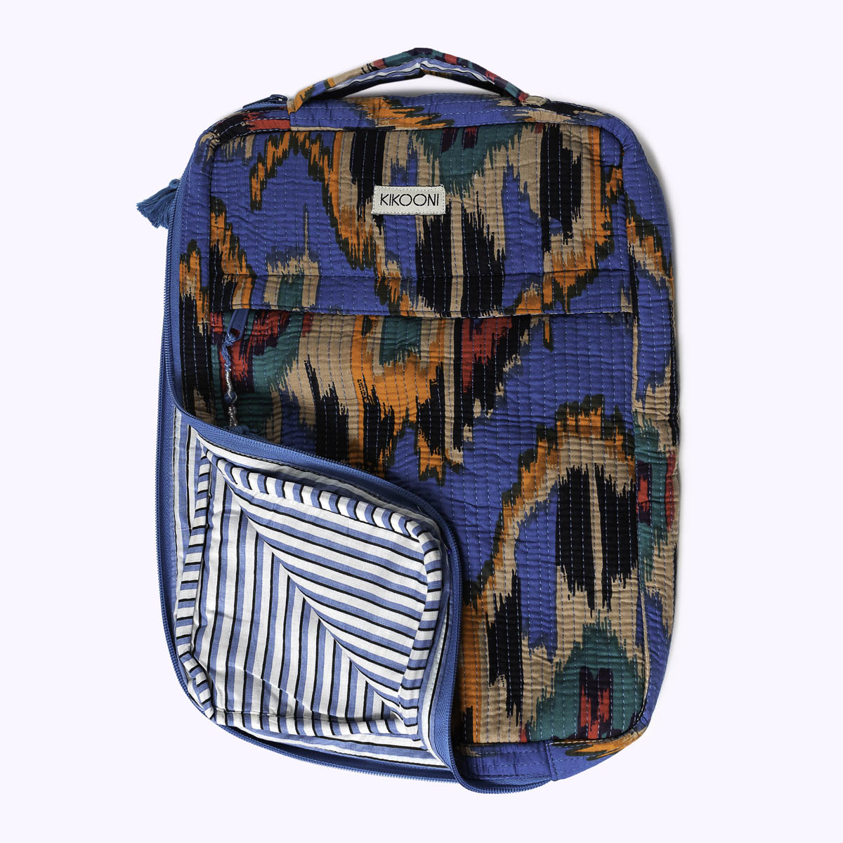 14 Zoll Handgemachte Laptoptasche "Blue Ikat" Small