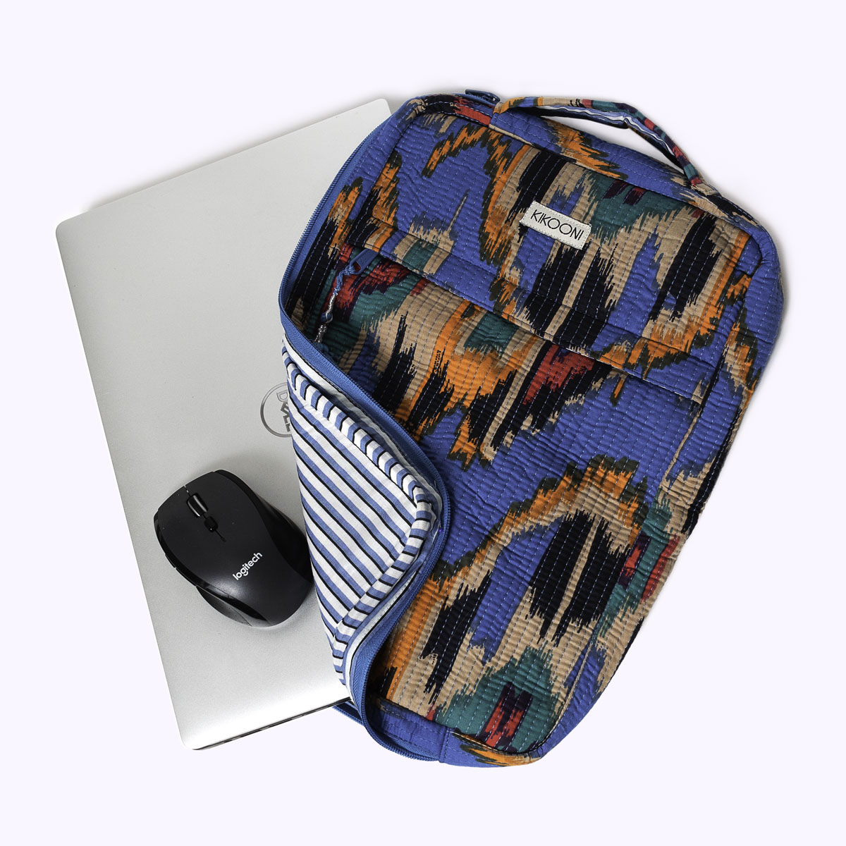 14 Zoll Handgemachte Laptoptasche "Blue Ikat" Small