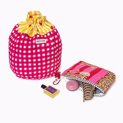 FUNBAG "Lovely Checks Pink" small