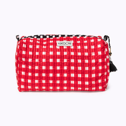 Kosmetiktasche "HAPPY CHECKS" rot