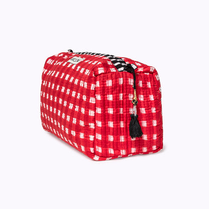 Kosmetiktasche "HAPPY CHECKS" rot