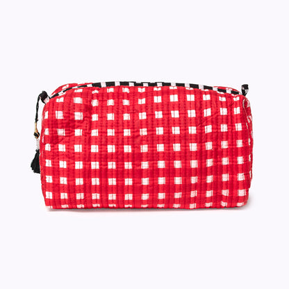 Kosmetiktasche "HAPPY CHECKS" rot