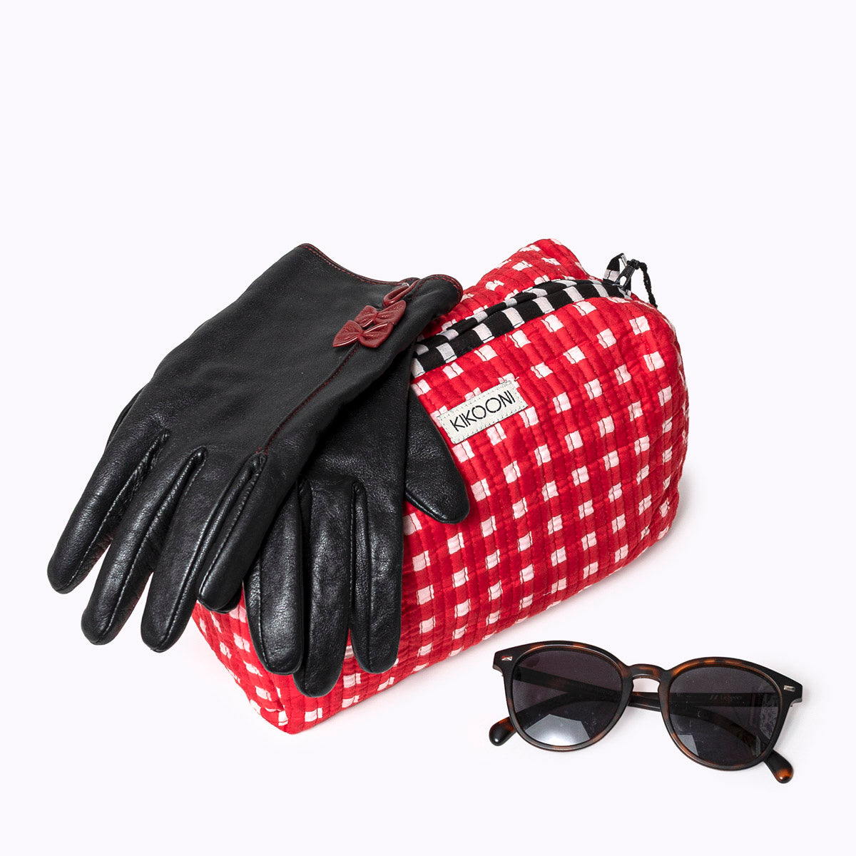 Kosmetiktasche "HAPPY CHECKS" rot