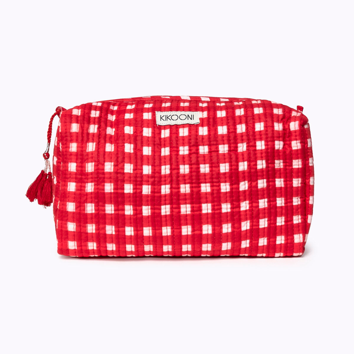 Kosmetiktasche "HAPPY CHECKS" rot