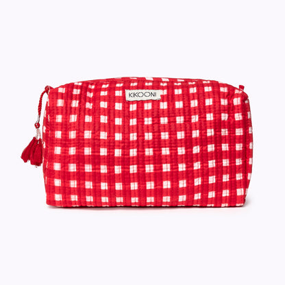 Kosmetiktasche "HAPPY CHECKS" rot