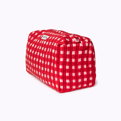 Kosmetiktasche "HAPPY CHECKS" rot