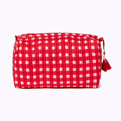 Kosmetiktasche "HAPPY CHECKS" rot