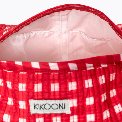 Kosmetiktasche "HAPPY CHECKS" rot