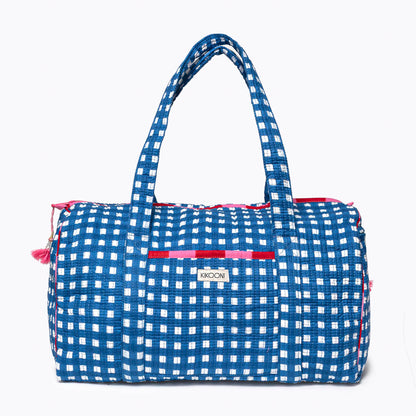 Baumwolltasche "Happy Checks" blau