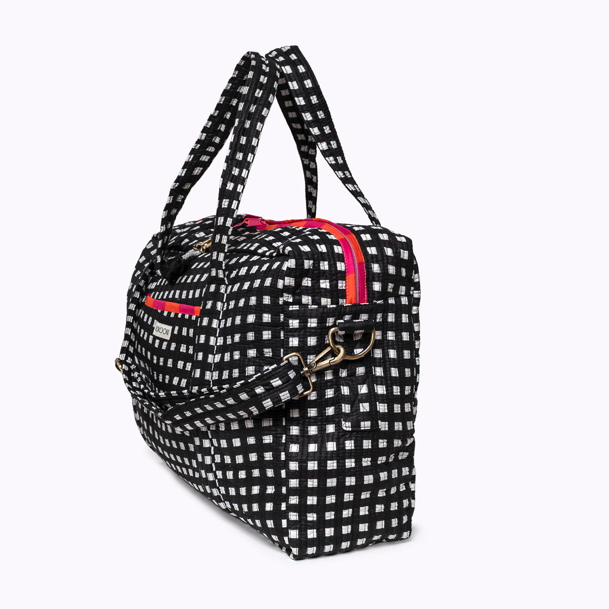 Große Reisetasche "Happy Checks" black