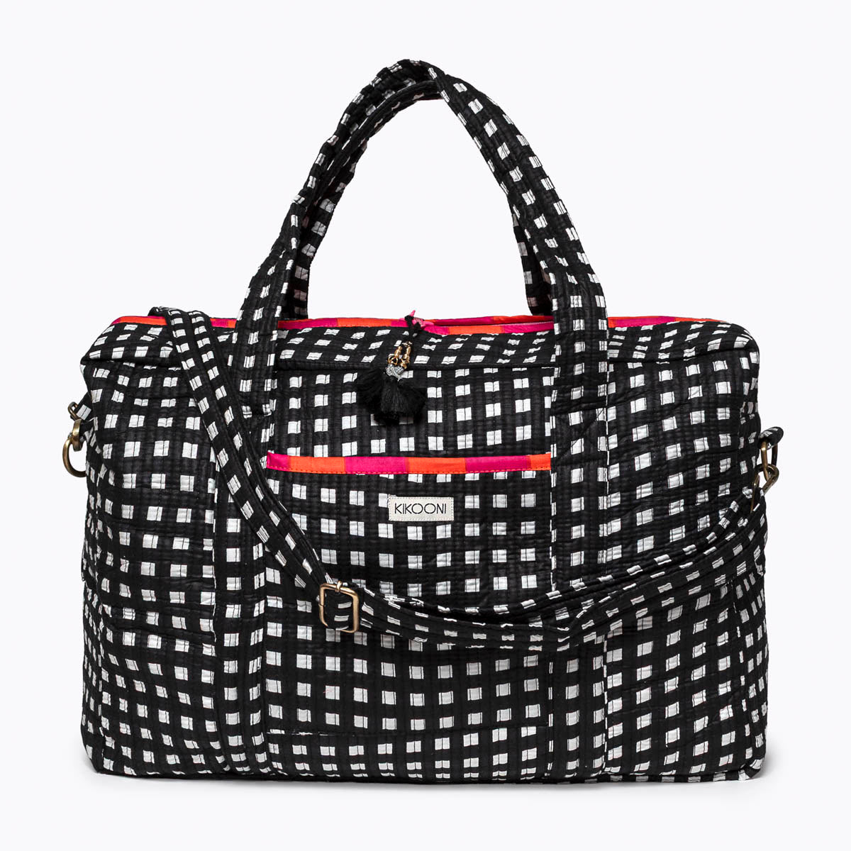 Große Reisetasche "Happy Checks" black