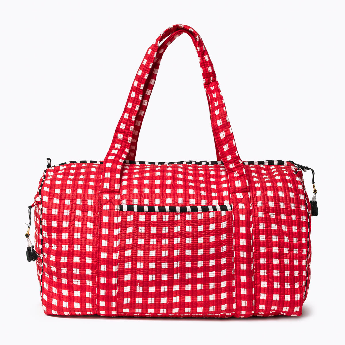 Handmade cotton bag "HAPPY CHECK" red