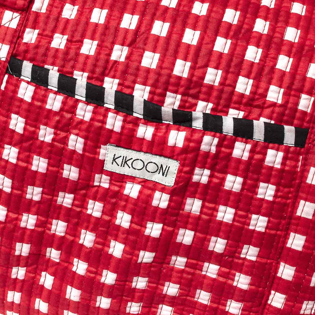 Handmade cotton bag "HAPPY CHECK" red