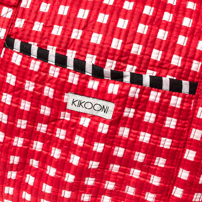 Handgemachte Baumwolltasche "HAPPY CHECK" red