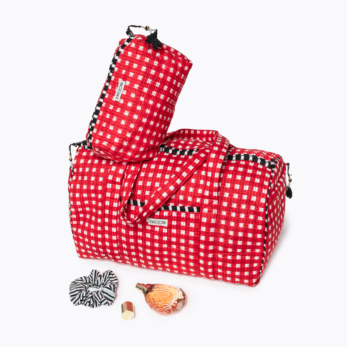 Handgemachte Baumwolltasche "HAPPY CHECK" red