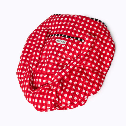 Handgemachte Baumwolltasche "HAPPY CHECK" red