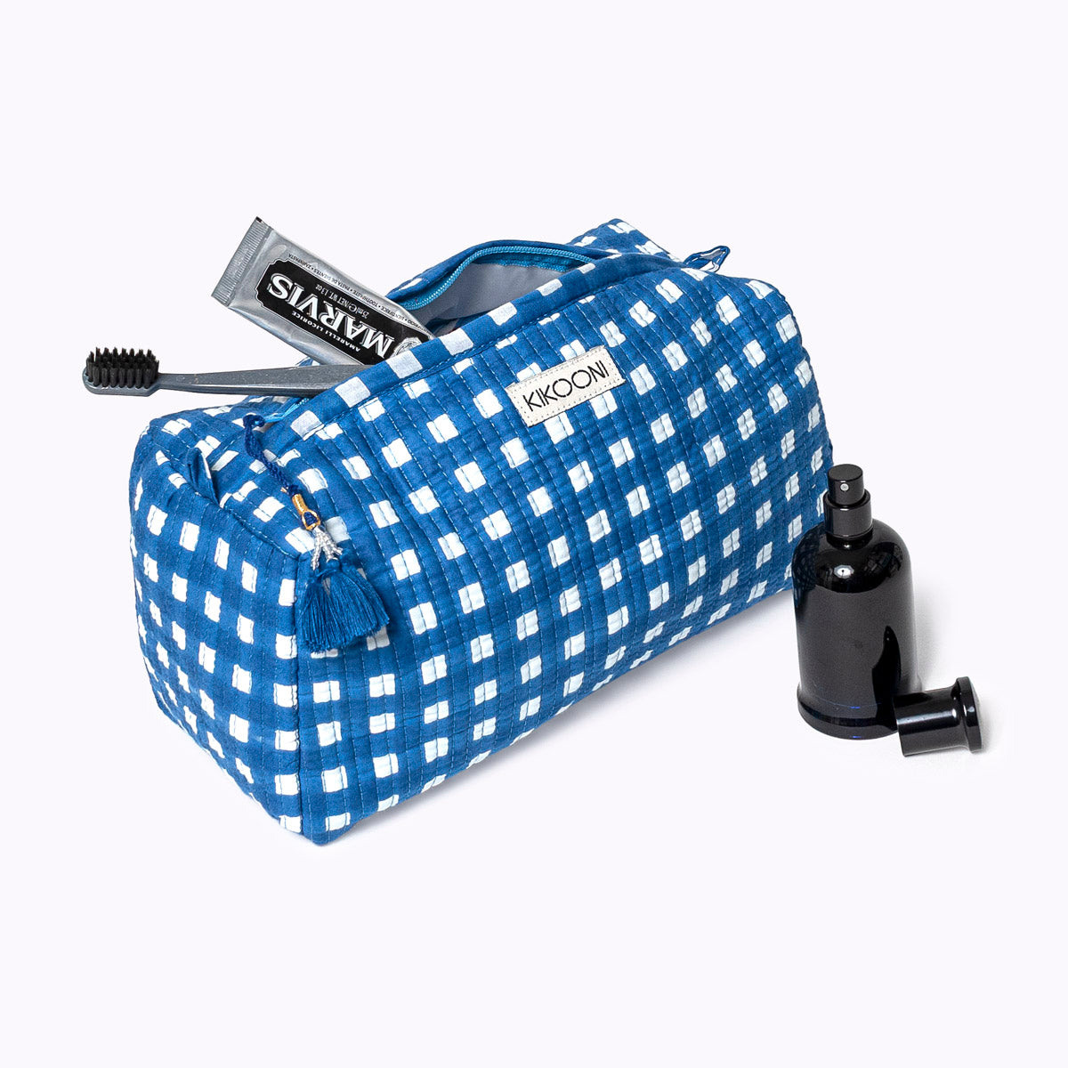 Kosmetiktasche "Happy Checks" blue