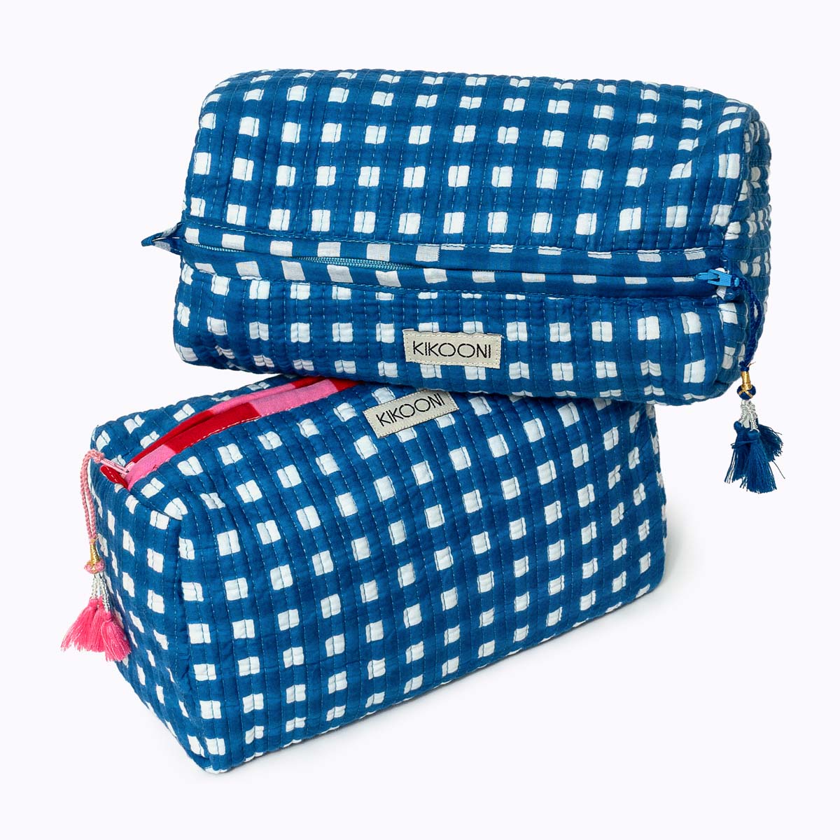 Kosmetiktasche "Happy Checks" blue