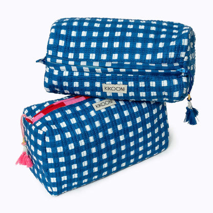 Kosmetiktasche "Happy Checks" blue