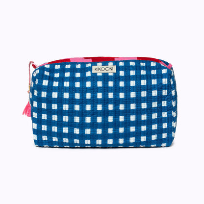 Kosmetiktasche "Happy Checks" blue