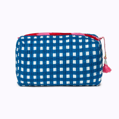 Kosmetiktasche "Happy Checks" blue