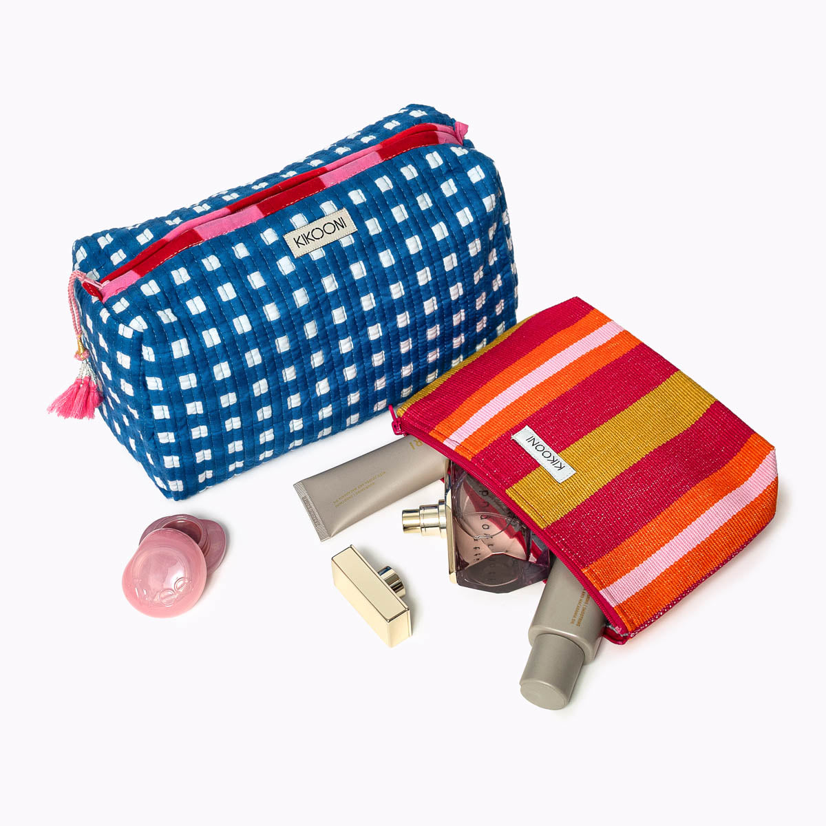 Kosmetiktasche "Happy Checks" blue