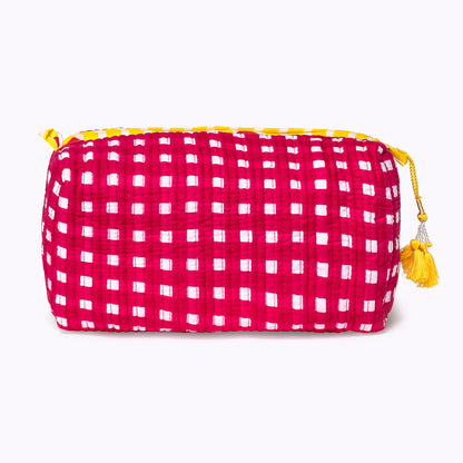Kosmetiktasche "Happy Checks" pink