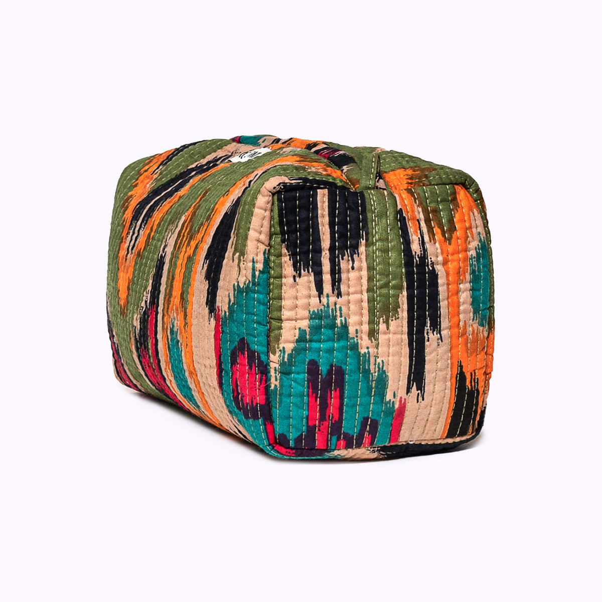 "green ikat" cosmetic bag
