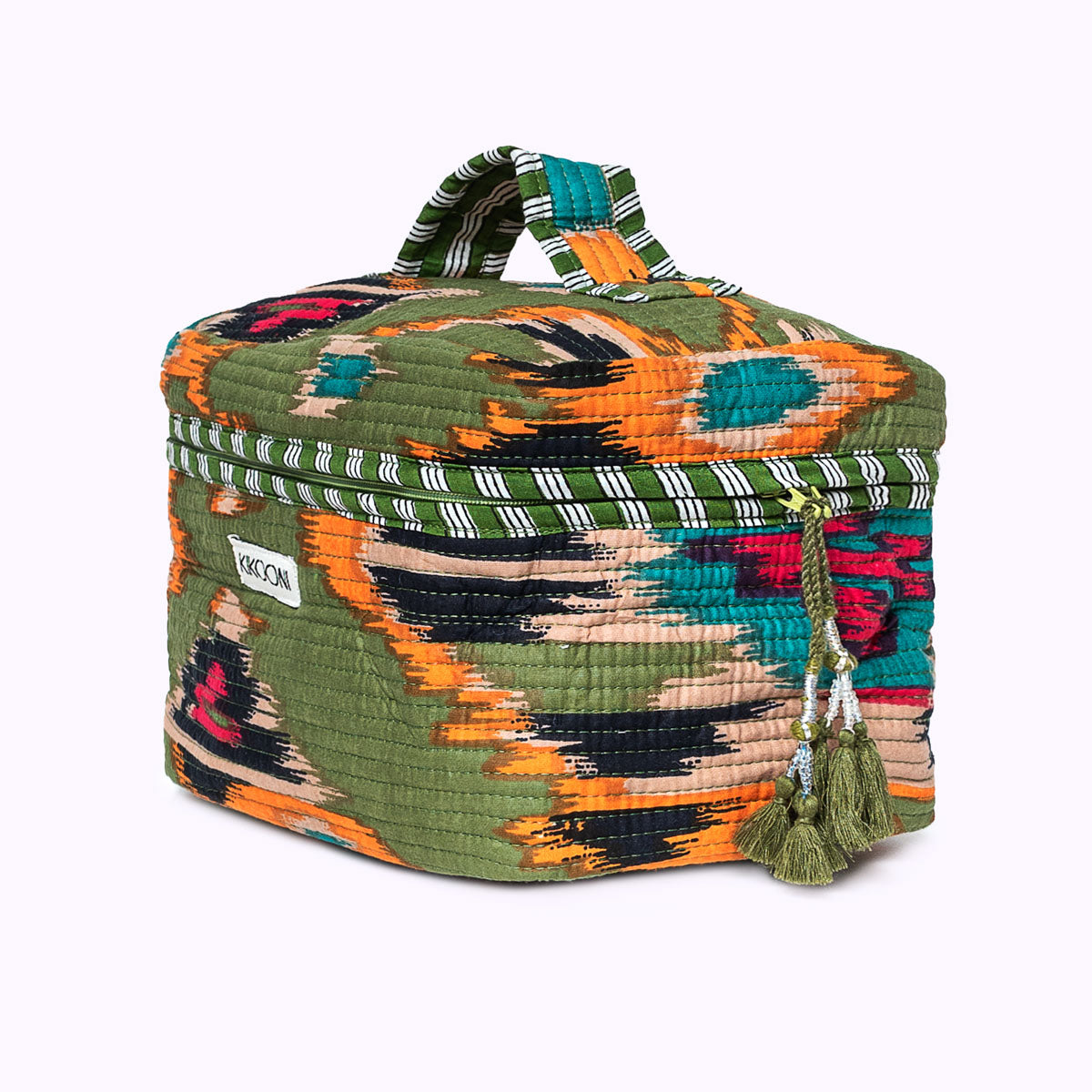 Large cosmetic bag BIG BEAUTY "Green Ikat"