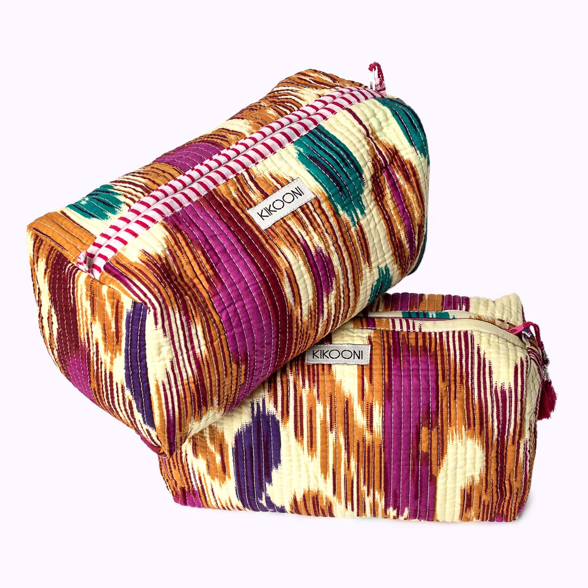 Handgemachte Kosmetiktasche "Happy Ikat"