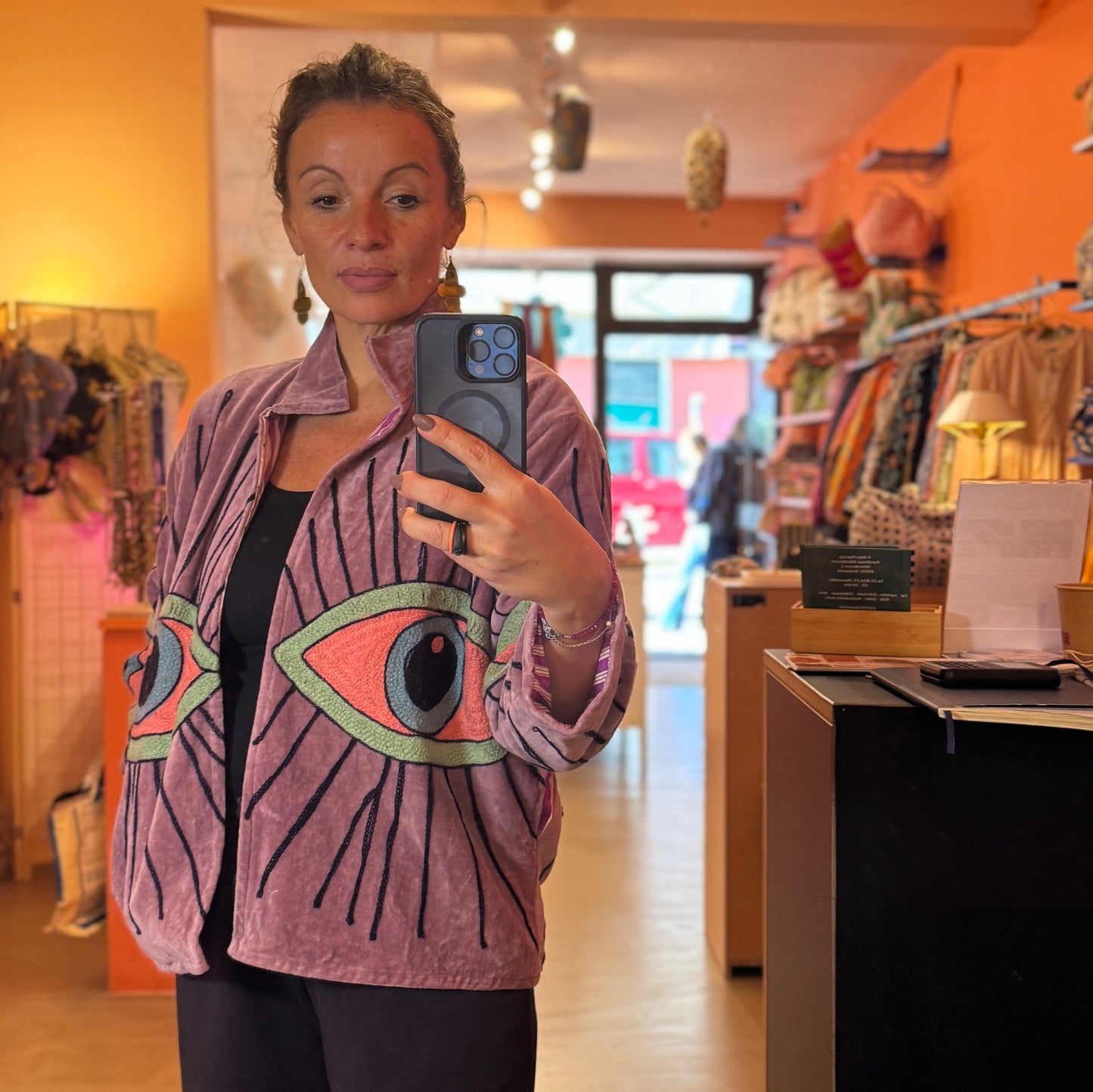 handgefertigte Velvet Jacke "My 3. Eye" -  rusty rose