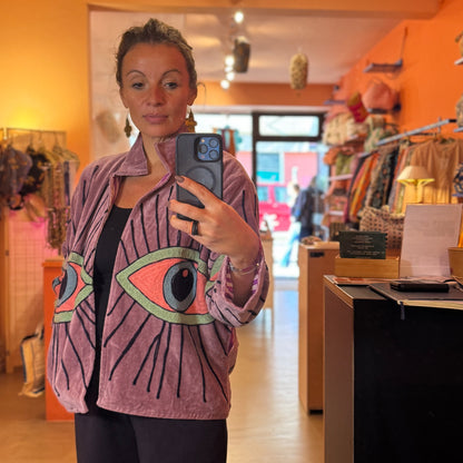 handgefertigte Velvet Jacke "My 3. Eye" -  rusty rose