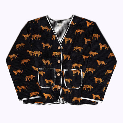 handgefertigte Baumwolljacke "black Leopard"